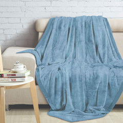 Malako Heavy Plush Turkish Blue Double Blanket - MALAKO