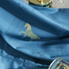 Malako Italian Opulence 800 TC Blue Jacquard Super King Size 100% Egyptian Cotton Bed Sheet/Duvet Cover - MALAKO
