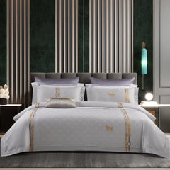 Malako Italian Opulence 800 TC Silver Jacquard Super King Size 100% Egyptian Cotton Bed Sheet/Duvet Cover - MALAKO