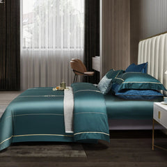 Malako Italian Opulence 800 TC Turquoise Jacquard Super King Size 100% Egyptian Cotton Bed Sheet/Duvet Cover - MALAKO