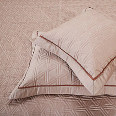 Malako Kairo 500 TC Almond Beige Solid King Size 100% Cotton Quilted Bed Cover Set - MALAKO