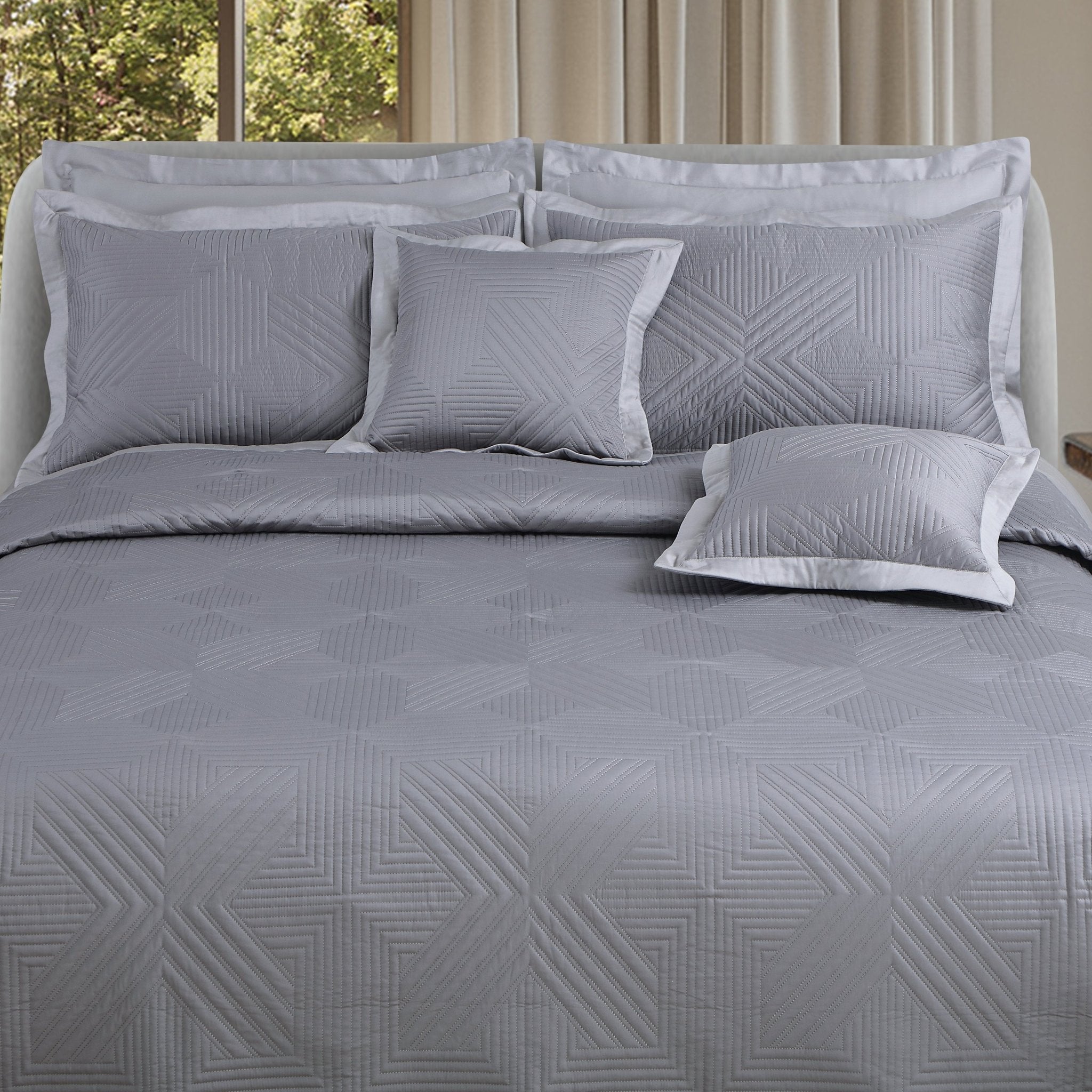 Malako Kairo 500 TC Grey Solid King Size 100% Cotton Bedspread - MALAKO