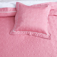 Malako Kairo 500 TC Pink Solid King Size 100% Cotton Quilted Bed Cover Set - MALAKO