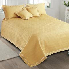 Malako Kairo 500 TC Yellow Solid King Size 100% Cotton Quilted Bed Cover Set - MALAKO
