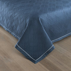 Malako Kairo Quilted Bed Cover - Blue Solid 100% Cotton King Size Bedspread - MALAKO