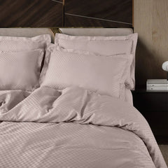 Malako Lyon Jacquard Beige Checks 450 TC 100% Cotton Double Bed Duvet Cover - MALAKO