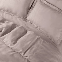 Malako Lyon Jacquard Beige Checks 450 TC 100% Cotton King Size Bed Sheet - MALAKO