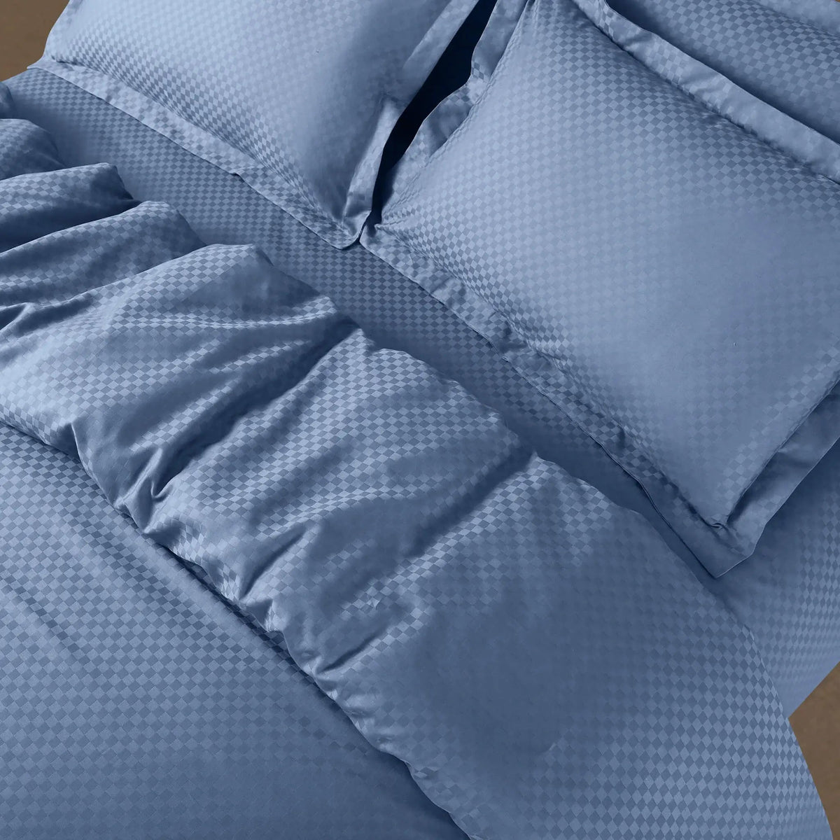 Malako Lyon Jacquard Blue Checks 450 TC 100% Cotton King Size Bed Sheet - MALAKO