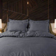 Malako Lyon Jacquard Grey Checks 450 TC 100% Cotton Double Bed Duvet Cover - MALAKO