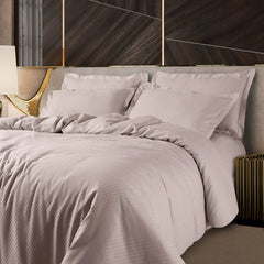 Malako Lyon Jacquard Light Beige Checks 450 TC 100% Cotton King Size Bed Sheet - MALAKO
