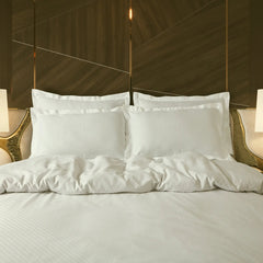 Malako Lyon Jacquard Off-White Checks 450 TC 100% Cotton King Size 6 Piece Comforter Set - MALAKO