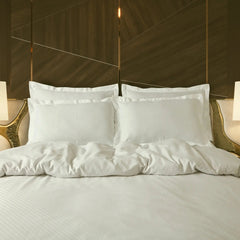 Malako Lyon Jacquard Off-White Checks 450 TC 100% Cotton King Size 7 Piece Duvet Cover Set - MALAKO