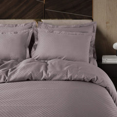 Malako Lyon Jacquard Taupe Brown Checks 450 TC 100% Cotton Double Bed Duvet Cover - MALAKO