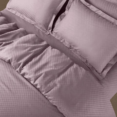 Malako Lyon Jacquard Wine Checks 450 TC 100% Cotton King Size Bed Sheet - MALAKO