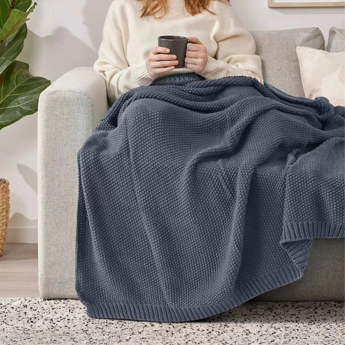 Malako Porpoise Grey Premium Knitted Throw - MALAKO