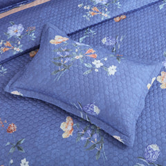 Malako Royale Quilted Bed Cover - Blue 100% Cotton King Size Bedspread - MALAKO