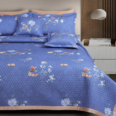 Malako Royale Quilted Bed Cover - Blue 100% Cotton King Size Bedspread - MALAKO