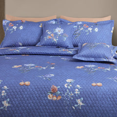 Malako Royale Quilted Bed Cover - Blue 100% Cotton King Size Bedspread - MALAKO
