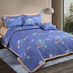 Malako Royale Quilted Bed Cover - Blue 100% Cotton King Size Bedspread - MALAKO