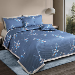 Malako Royale Quilted Bed Cover - Blue 100% Cotton King Size Bedspread - MALAKO
