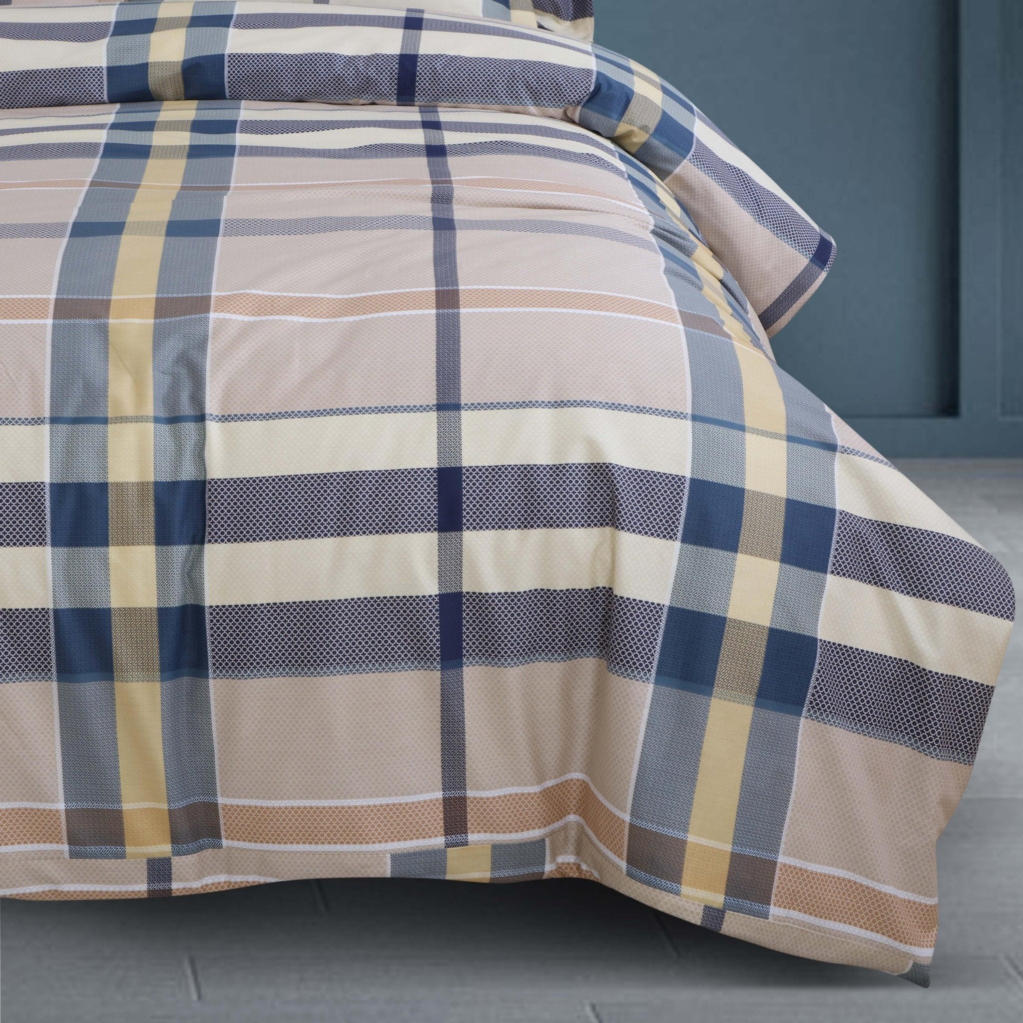 Malako Royale XL Beige Geometric 100% Cotton King Size 6 Piece Comforter Set - MALAKO
