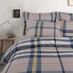 Malako Royale XL Beige Geometric 100% Cotton King Size Bed Sheet/Bedding Set - MALAKO