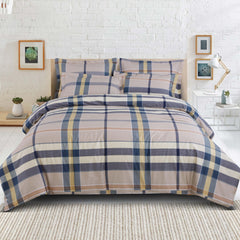 Malako Royale XL Beige Geometric 100% Cotton King Size Bed Sheet/Bedding Set - MALAKO