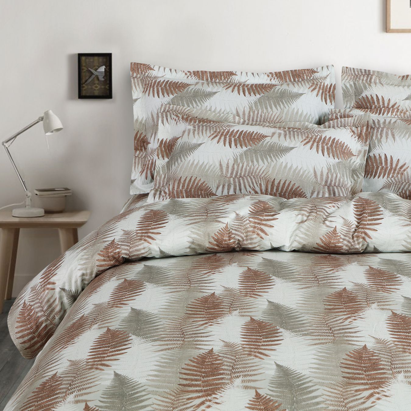 Malako Royale XL Forest Brown Botanic 100% Cotton King Size Bed Sheet/Bedding Set - MALAKO