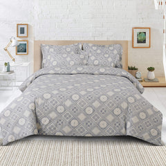 Malako Royale XL Off White Ethnic 100% Cotton King Size Bed Sheet/Bedding Set - MALAKO