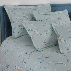 Malako Royale XL Sage Green Botanic 100% Cotton King Size Bed Sheet/Bedding Set - MALAKO