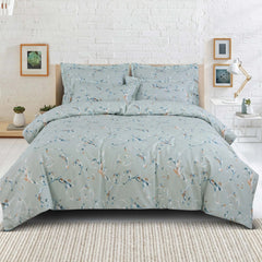 Malako Royale XL Sage Green Botanic 100% Cotton King Size Bed Sheet/Bedding Set - MALAKO