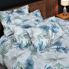 Malako Royale XL White Botanic 100% Cotton King Size 6 Piece Comforter Set - MALAKO