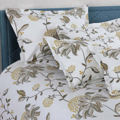 Malako Royale XL White Botanic 100% Cotton King Size Bed Sheet/Bedding Set - MALAKO