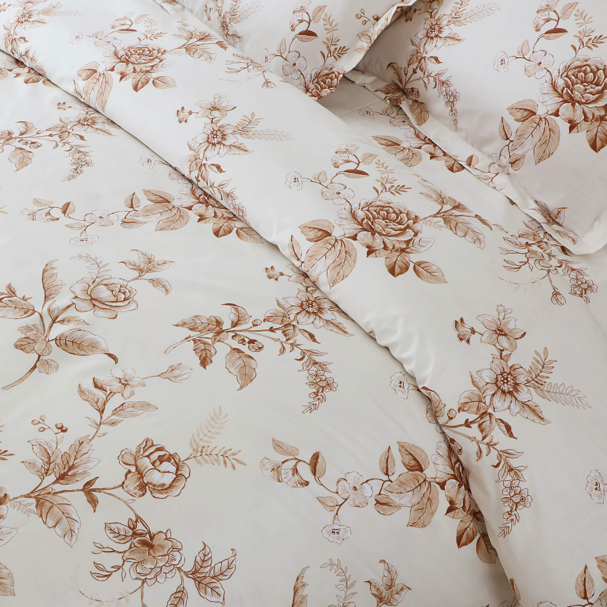 Malako Royale XL White Botanic 100% Cotton King Size Bed Sheet/Bedding Set - MALAKO