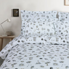 Malako Royale XL White Lighthouse 100% Cotton King Size Bed Sheet/Bedding Set - MALAKO