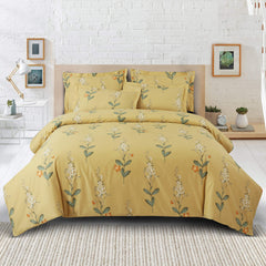 Malako Royale XL Yellow Botanic King Size 100% Cotton Bedsheet/Bedding Set - MALAKO