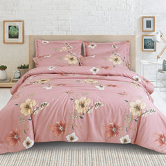 Malako Sion 500TC Egyptian Cotton Baby Pink Botanic Bed Sheet/Comforter Set - MALAKO