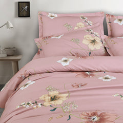 Malako Sion 500TC Egyptian Cotton Baby Pink Botanic Bed Sheet/Comforter Set - MALAKO