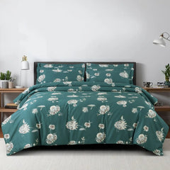 Malako Sion 500TC Egyptian Cotton Green Botanic Bed Sheet/Comforter Set - MALAKO
