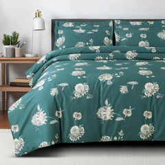 Malako Sion 500TC Egyptian Cotton Green Botanic Bed Sheet/Comforter Set - MALAKO