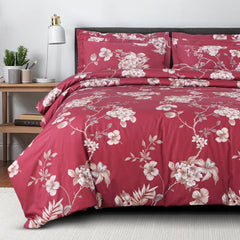 Malako Sion 500TC Egyptian Cotton Red Botanic Bed Sheet/Comforter Set - MALAKO