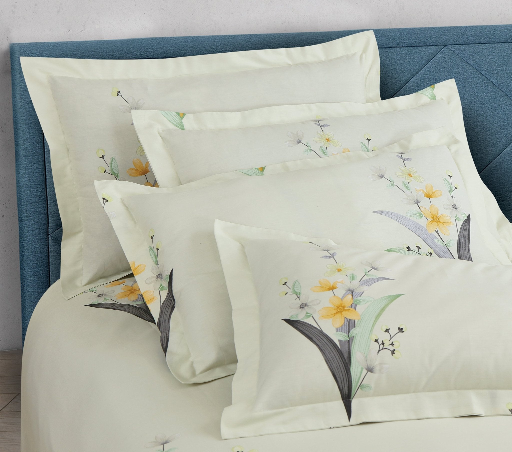 Malako Sion 500TC Egyptian Cotton Tea Green Botanic Bed Sheet/Comforter Set - MALAKO