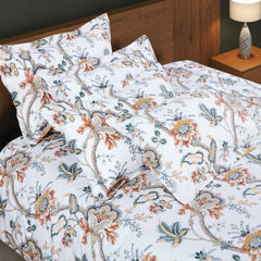 Malako Sion 500TC Egyptian Cotton White Botanic Bed Sheet/Comforter Set - MALAKO