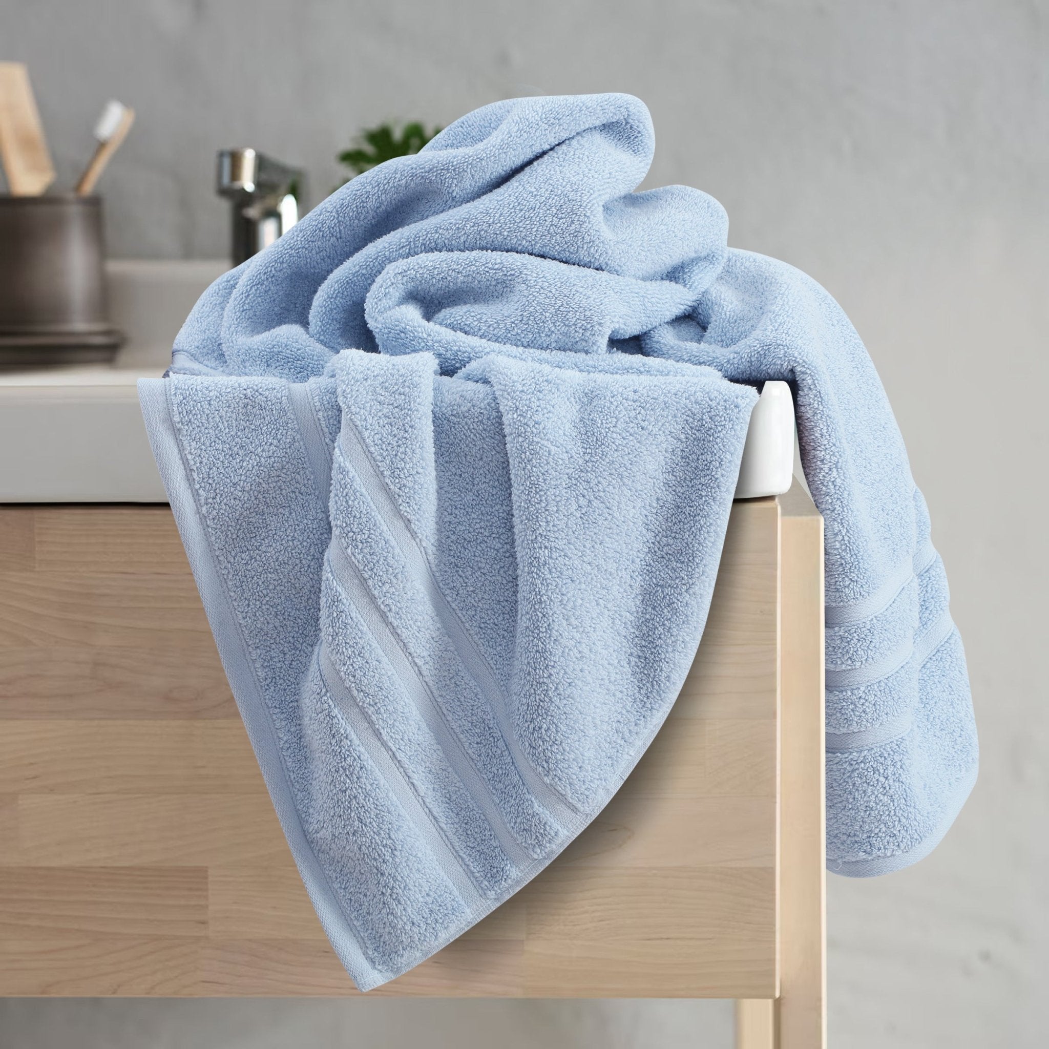 Malako Sky Blue 100% Cotton Zero Twist Towel (600GSM) - MALAKO