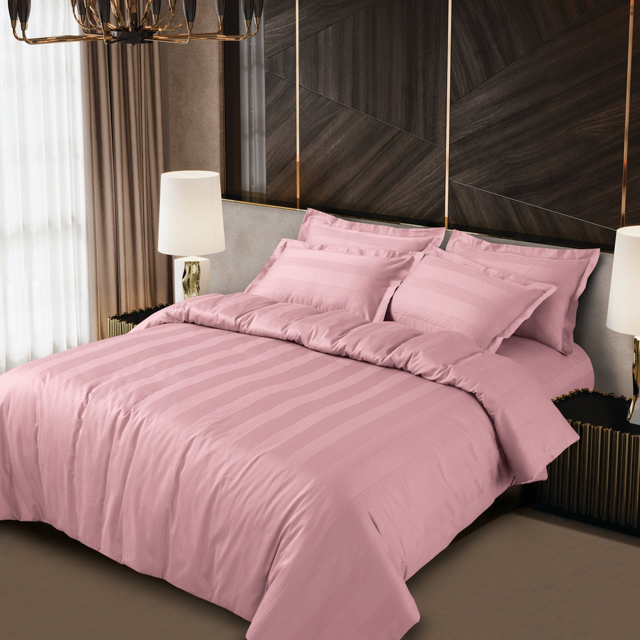 Malako Turin Jacquard Stripes 450 TC 100% Cotton King Size Bedding - MALAKO