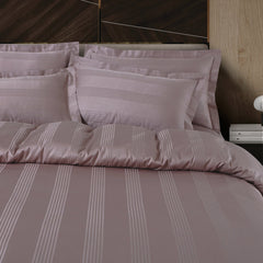 Malako Turin Jacquard Wine Stripes 450 TC 100% Cotton Double Bed Duvet Cover - MALAKO
