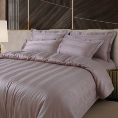 Malako Turin Jacquard Wine Stripes 450 TC 100% Cotton Double Bed Duvet Cover - MALAKO