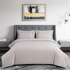 Malako Vibrant Embroidery 500 TC Light Almond Cream King Size 100% Cotton Bed Sheet With 2 Embroidered Pillow Covers - MALAKO