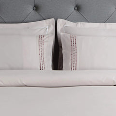 Malako Vibrant Embroidery 500 TC Light Almond Cream King Size 100% Cotton Bed Sheet With 2 Embroidered Pillow Covers - MALAKO
