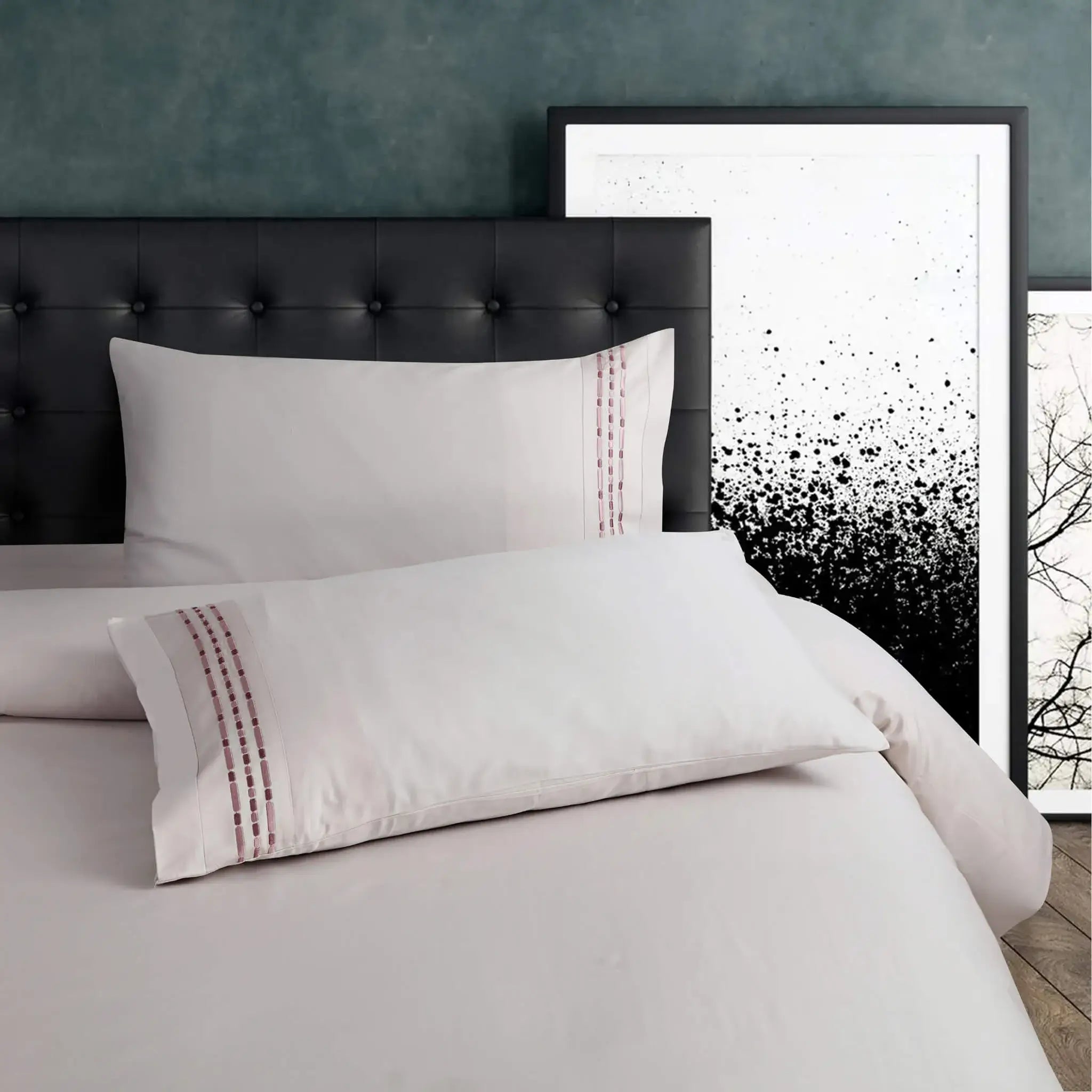 Malako Vibrant Embroidery 500 TC Light Almond Cream King Size 100% Cotton Bed Sheet With 2 Embroidered Pillow Covers - MALAKO